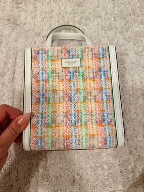 kate spade Multicolor Tweed Mini Tote with White Trim